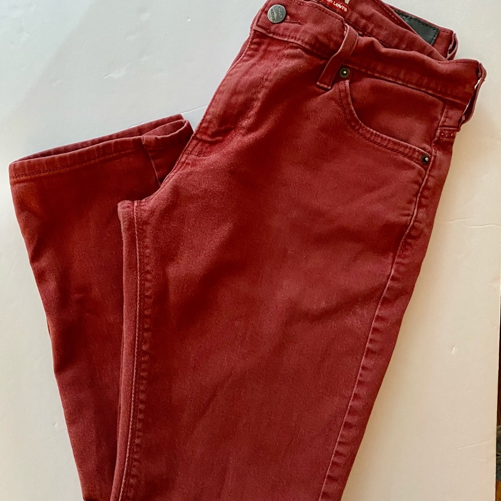 Levi’s Denizen denim red tomato skinny W30 L30